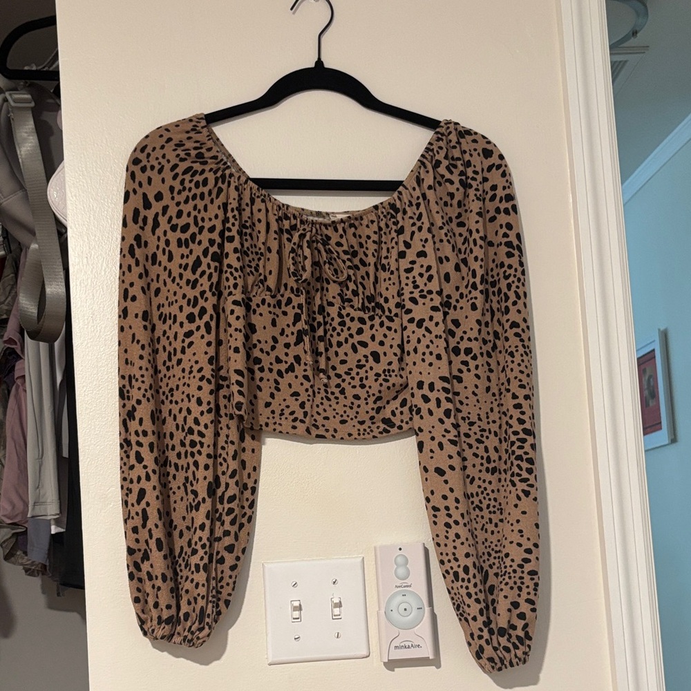 Altar'd State Tan Leopard Print Blouse